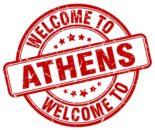 Benvenuto ad Atene timbro vintage rotondo rosso — Vettoriale Stock