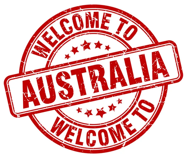 Welcome to Australia red round vintage stamp — Stock Vector