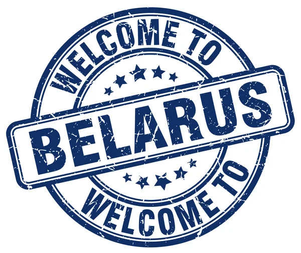 Welcome to Belarus blue round vintage stamp — Stock Vector