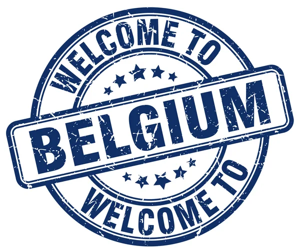 Welcome to Belgium blue round vintage stamp — Stock Vector