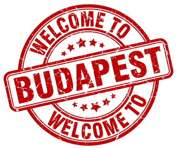 Bienvenue à Budapest rouge rond timbre vintage — Image vectorielle