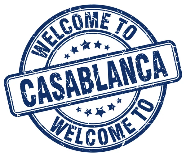Welkom bij Casablanca blauwe ronde stempel van vintage — Stockvector