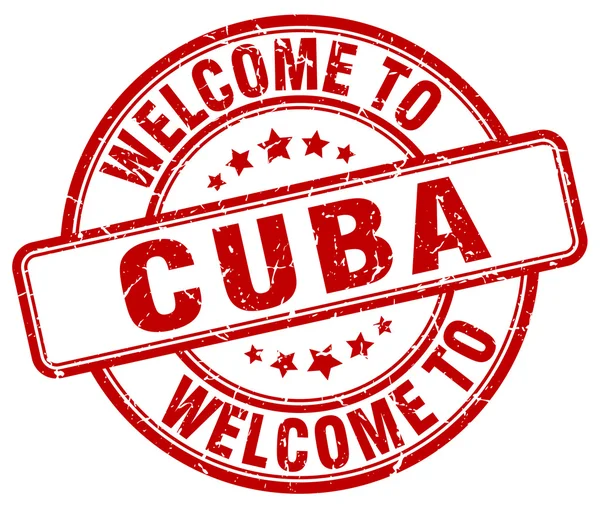 Bienvenido a Cuba sello redondo rojo vintage — Archivo Imágenes Vectoriales