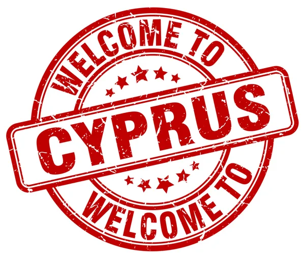 Welcome to Cyprus red round vintage stamp — Stock Vector