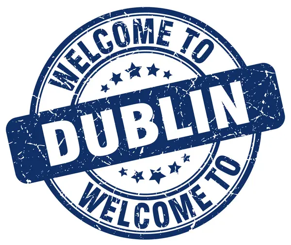Witamy w Dublinie niebieski okrągły vintage pieczęć — Wektor stockowy