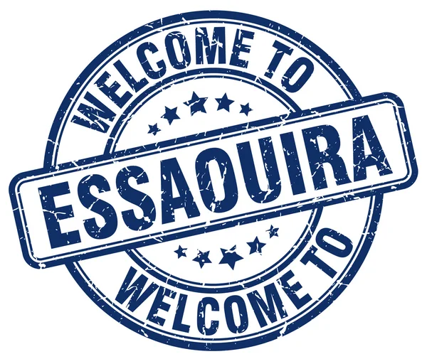 Velkommen til Essaouira blå runde vintage stempel – Stock-vektor
