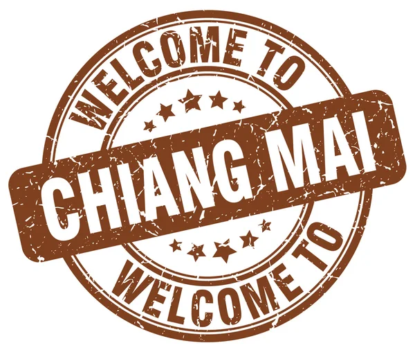 Benvenuto a Chiang mai marrone rotondo timbro vintage — Vettoriale Stock