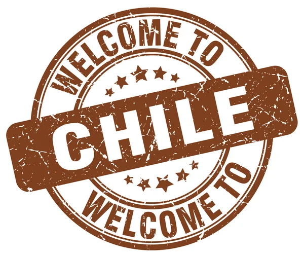 Welcome to Chile brown round vintage stamp — Stock Vector