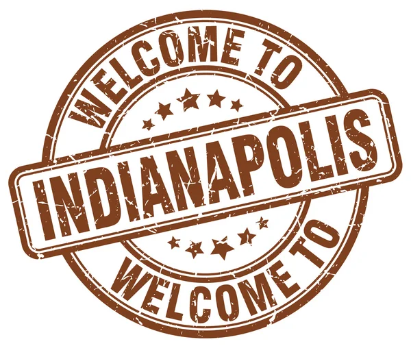 Bienvenido a Indianapolis marrón ronda sello vintage — Archivo Imágenes Vectoriales
