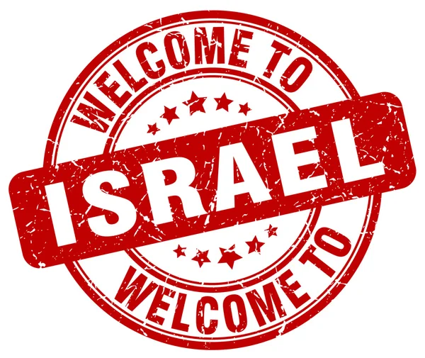 Bem-vindo ao selo vintage redondo vermelho de Israel —  Vetores de Stock