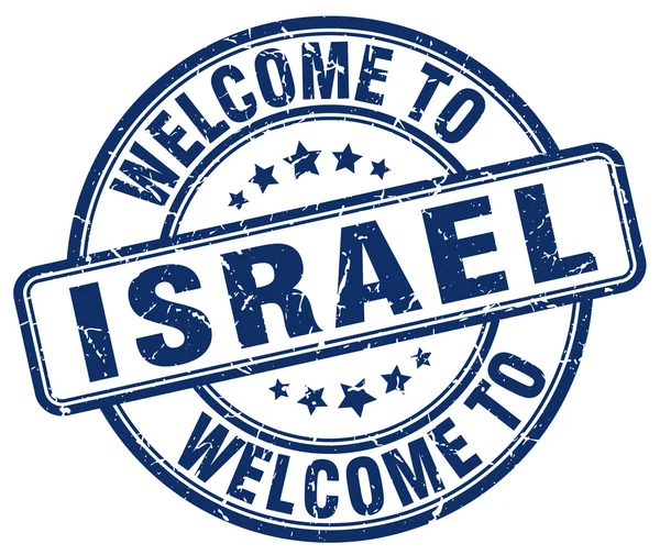 Bem-vindo ao selo vintage redondo azul de Israel —  Vetores de Stock