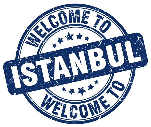 Bem-vindo ao selo vintage redondo azul de Istambul —  Vetores de Stock