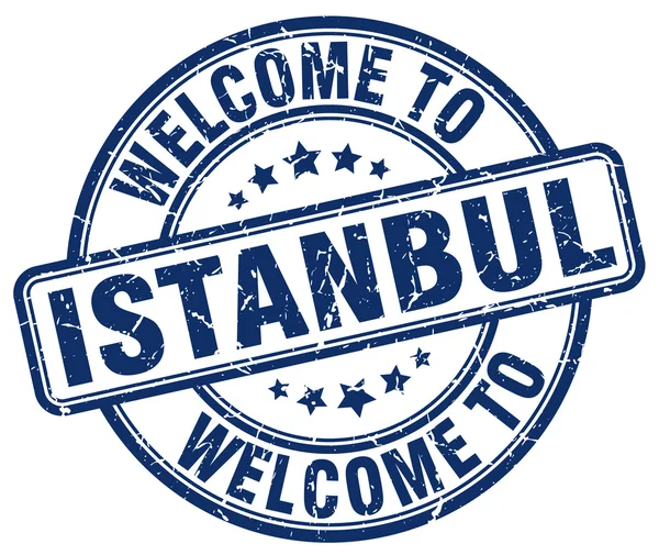 Bienvenido al sello vintage redondo azul de Estambul — Vector de stock