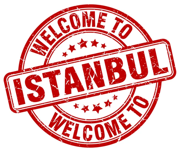 Vítejte v Istanbulu červené kulaté razítko vintage — Stockový vektor