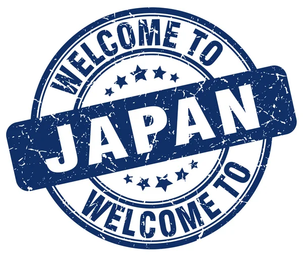Welcome to Japan blue round vintage stamp — Stock Vector