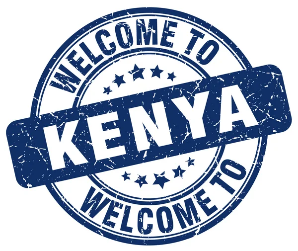 Bem-vindo ao selo vintage redondo azul do Quênia —  Vetores de Stock