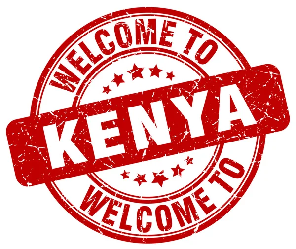 Welcome to Kenya red round vintage stamp — Stock Vector