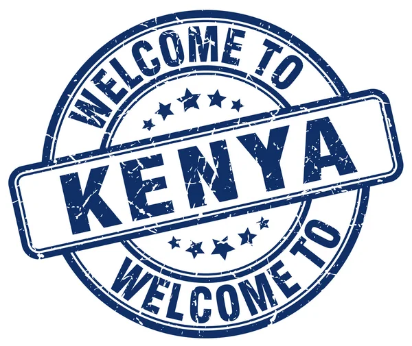 Welkom bij Kenia blauwe ronde stempel van vintage — Stockvector