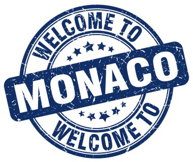 Monaco mavi vintage damga yuvarlak hoş geldiniz