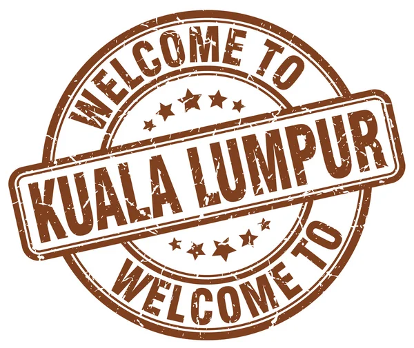 Witamy w Kuala Lumpur brązowy okrągły vintage pieczęć — Wektor stockowy