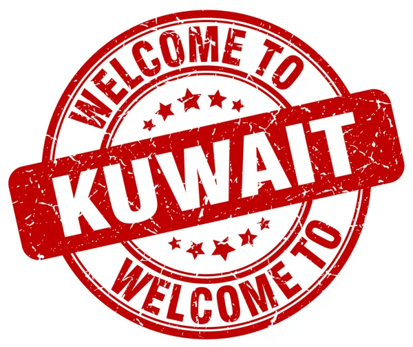 Καλώς ήλθατε στο Κουβέιτ κόκκινη στρογγυλή σφραγίδα εκλεκτής ποιότητας — Διανυσματικό Αρχείο