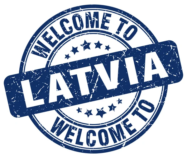 Welcome to Latvia blue round vintage stamp — Stock Vector