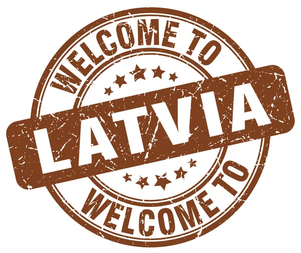 Welcome to Latvia brown round vintage stamp — Stock Vector