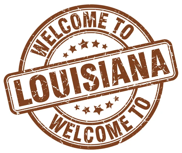 Bienvenidos a Louisiana brown round vintage stamp — Vector de stock