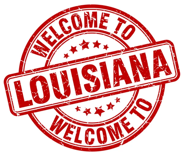 Bienvenido a Louisiana rojo ronda sello vintage — Vector de stock