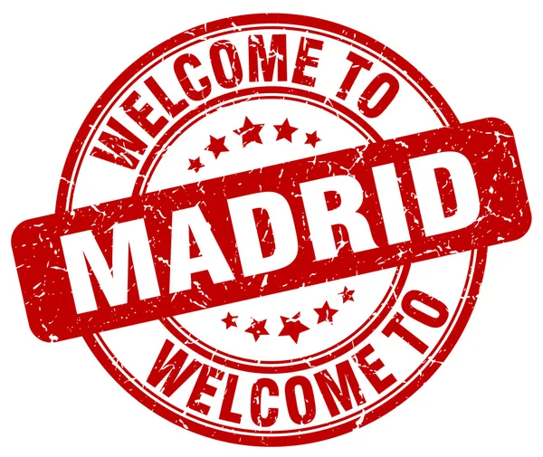 Välkommen till Madrid röda runda vintage stämpel — Stock vektor