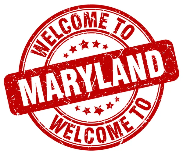 Benvenuto a Maryland timbro vintage rotondo rosso — Vettoriale Stock