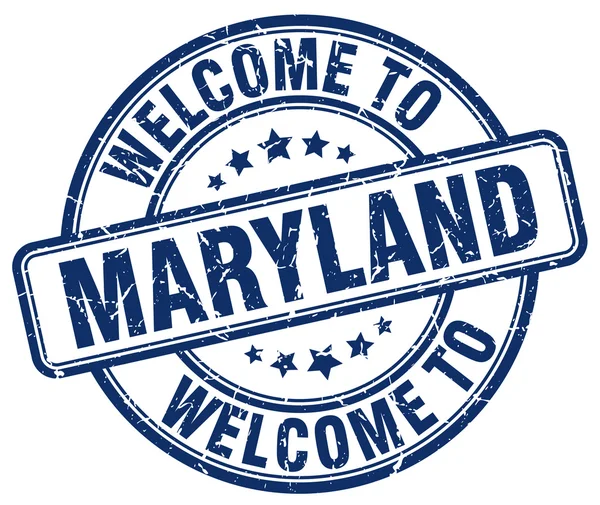 Bienvenido al sello vintage redondo azul Maryland — Archivo Imágenes Vectoriales