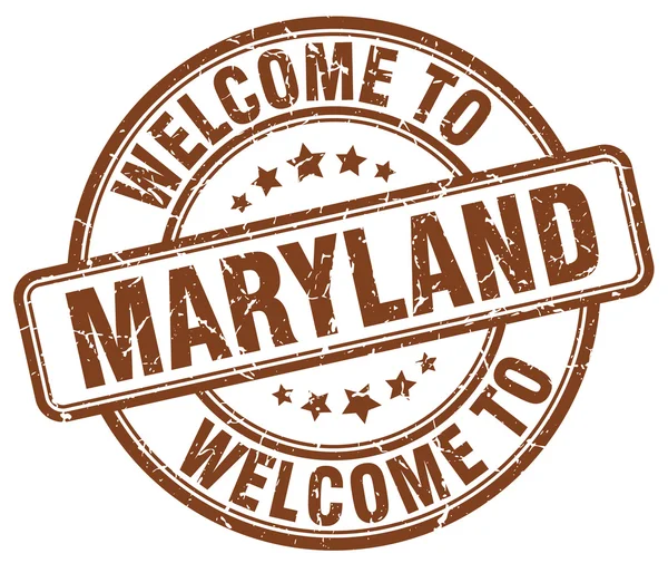 Bienvenido a Maryland marrón ronda sello vintage — Archivo Imágenes Vectoriales