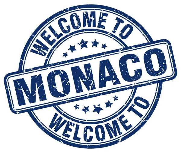 Bienvenido al sello vintage redondo azul de Mónaco — Vector de stock