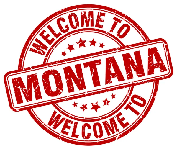 Welcome to Montana red round vintage stamp — Stock Vector