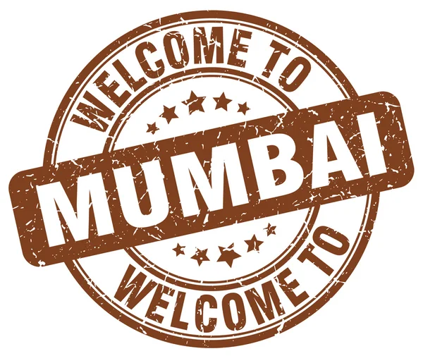 Bienvenue à Mumbai marron rond timbre vintage — Image vectorielle