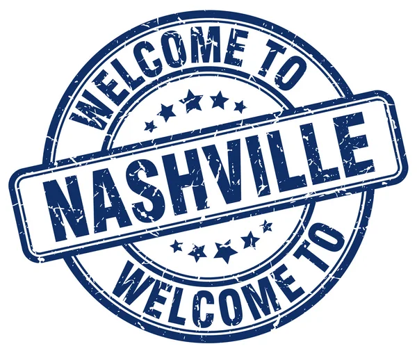 Välkommen till Nashville blå runda vintage stämpel — Stock vektor