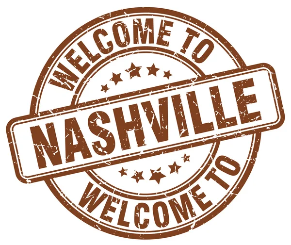 Nashville vintage damga kahverengi hoş geldiniz — Stok Vektör