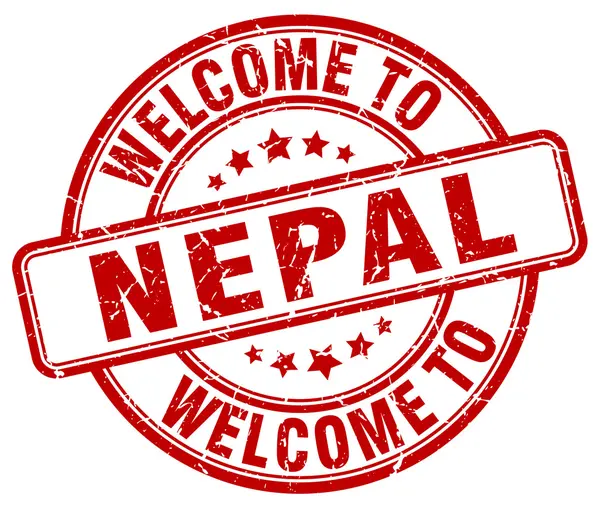 Welcome to Nepal red round vintage stamp — Stock Vector