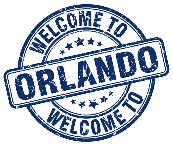 Benvenuto a Orlando blu rotondo timbro vintage — Vettoriale Stock