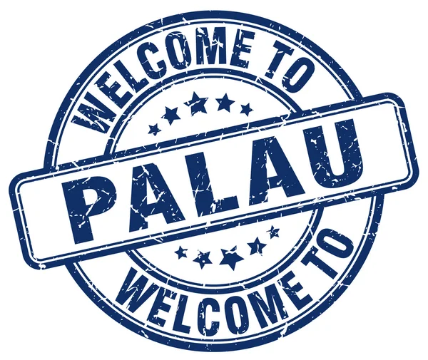 Welcome to Palau blue round vintage stamp — Stock Vector