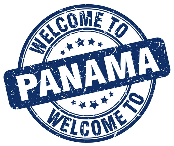 Bienvenue au Panama bleu rond timbre vintage — Image vectorielle