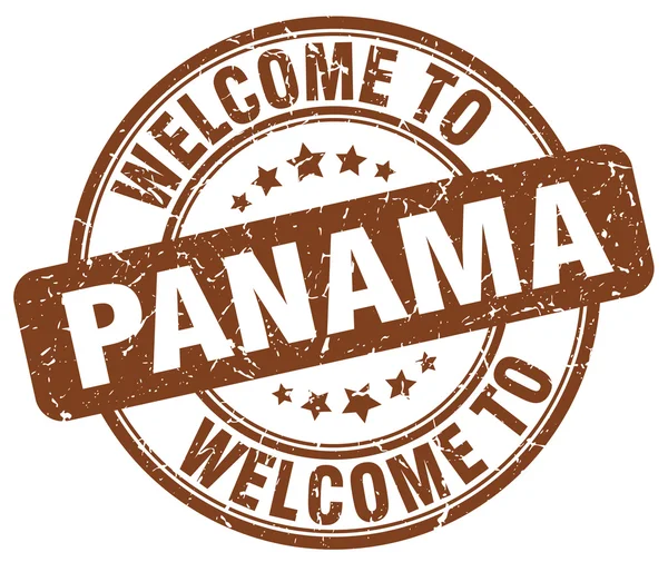 Bienvenue au Panama brun rond timbre vintage — Image vectorielle