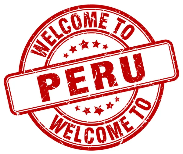 Ласкаво просимо в Перу Червоної круглої vintage печатки — стоковий вектор