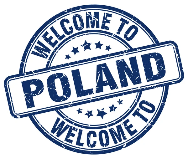 Bienvenue en Pologne timbre vintage rond bleu — Image vectorielle