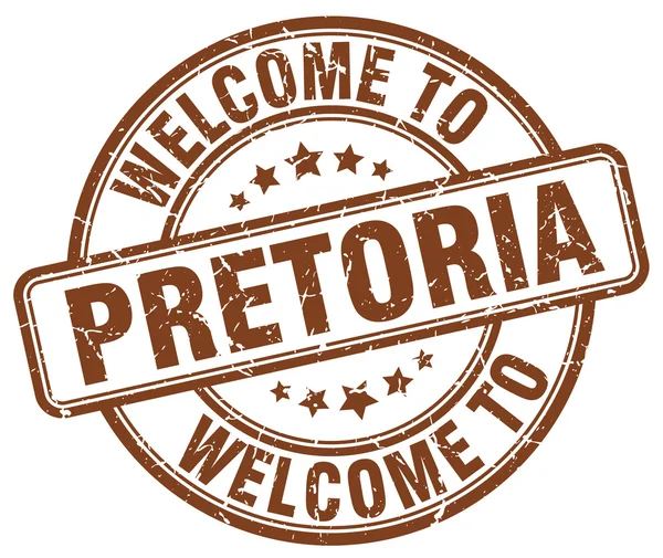 Benvenuto a Pretoria marrone rotondo timbro vintage — Vettoriale Stock