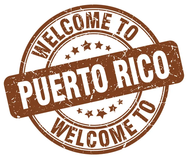 Bienvenido a Puerto Rico marrón ronda sello vintage — Vector de stock