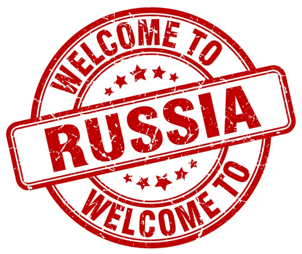 Bienvenido a Rusia sello redondo rojo vintage — Vector de stock
