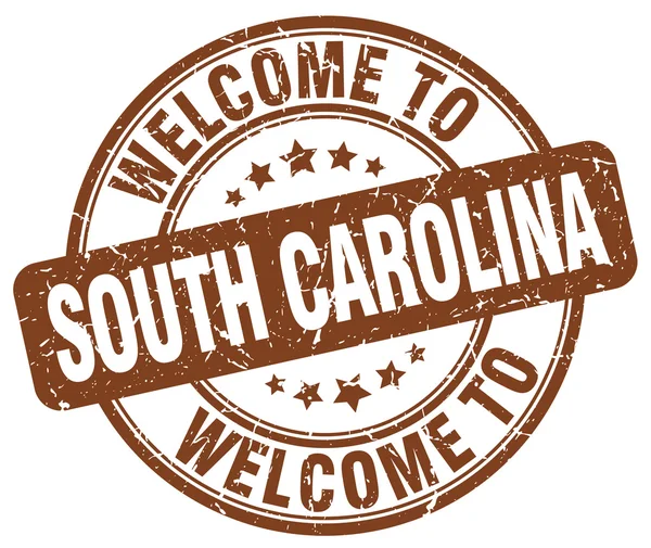 Bienvenido a Carolina del Sur marrón ronda sello vintage — Vector de stock