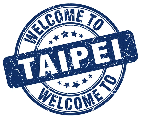 Welcome to Taipei blue round vintage stamp — Stock Vector